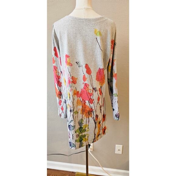 Soft Surroundings Women's Whimsical Poppy Fields Knit Tunic Top Size M Multi - Picture 3 of 6